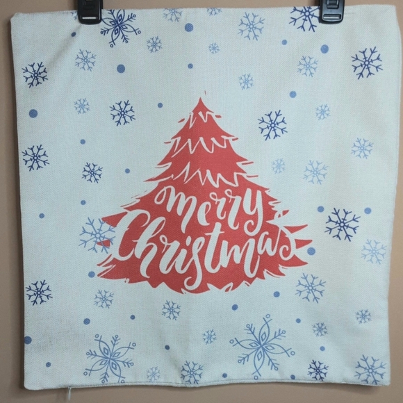 NEW Set of 4 Red & Blue Christmas Pillowcovers - snowman, trees **SO CUTE** - Picture 6 of 9